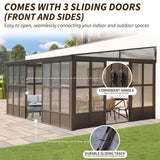 12x16FT All Season Sunroom with Detachable Polycarbonate Windows