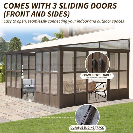 12x16FT All Season Sunroom with Detachable Polycarbonate Windows HouseOfZazla