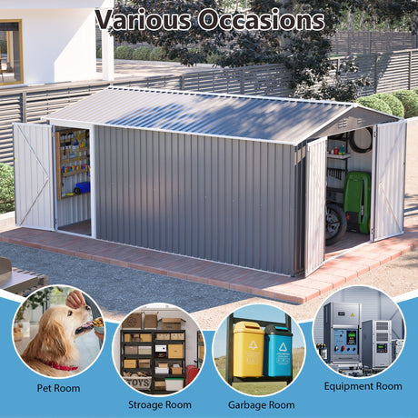 10x14 Ft Outdoor Metal Storage Shed HouseOfZazla