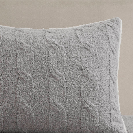3 Pieces Full/Queen Cable Knit Chenille Comforter Set Gray HouseOfZazla