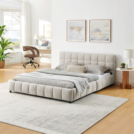 Modern Platform Bed Frame With Thick Fabric HouseOfZazla
