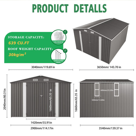 Large Outdoor Storage Shed With Lockable Door, Air Vent HouseOfZazla
