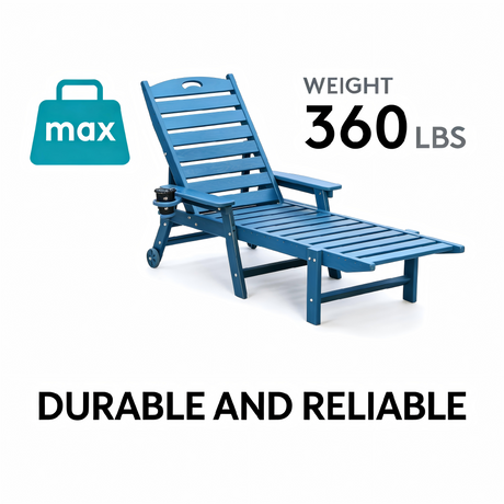 HDPE Chaise Lounge Chair Outdoor with Adjustable Backrest HouseOfZazla
