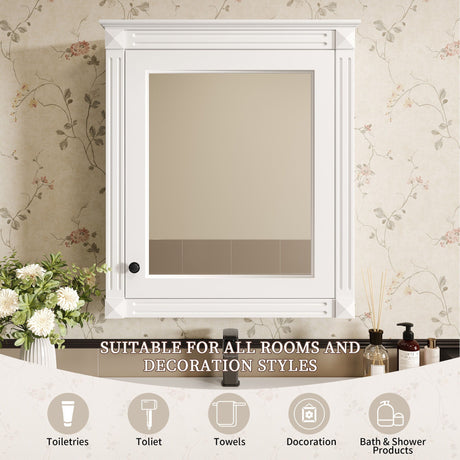 Wall Mounted Bathroom Storage Cabinet With Mirror, Medicine Cabinet With Height Adjustable Shelf HouseOfZazla