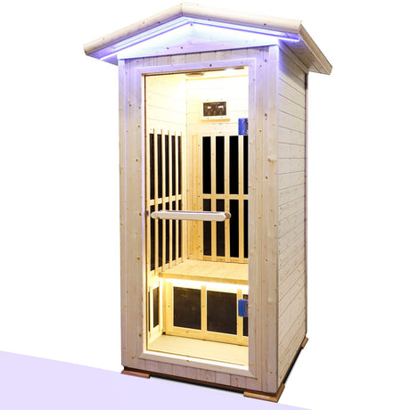 Single Person Spruce Far Infrared Sauna With Ambient Lighting And Bluetooth Music - Natural HouseOfZazla