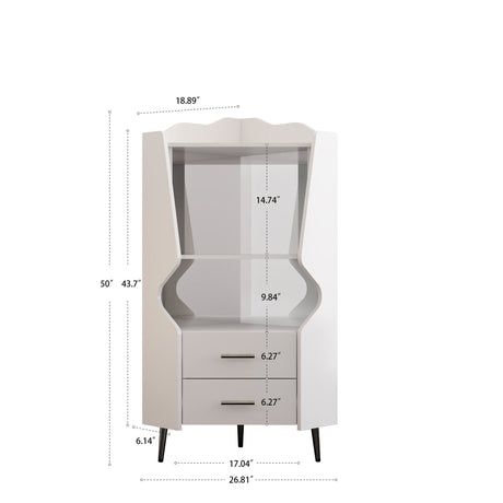 Corner Bar Cabinet With Mirrored Back, 2 Open Shelves & 2 Drawers HouseOfZazla