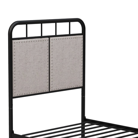 Twin Size Linen Upholstered Platform Metal Bed Frame with Fabric Headboard and Footboard HouseOfZazla