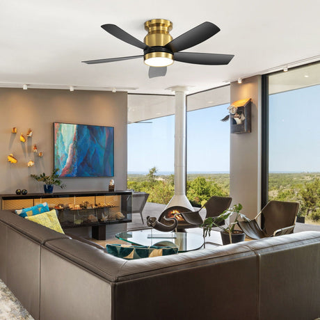 Flush Mount Ceiling Fan with LED Light and Remote Control HouseOfZazla