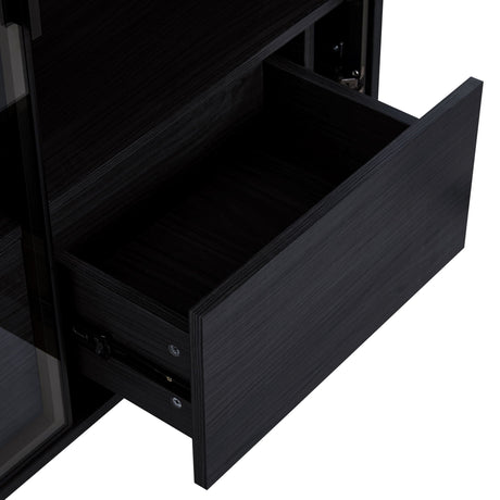 Modern Minimalist Style LED Curio Cabinet With Tempered Glass Door, Metal Legs HouseOfZazla