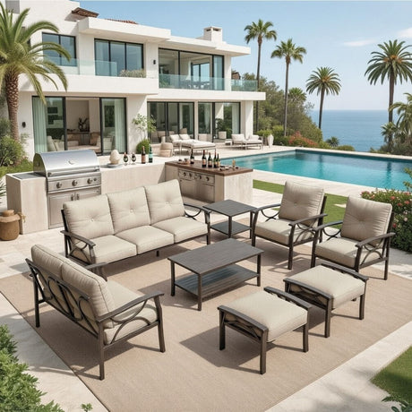 Patio Furniture Set with Coffee Table and Cushions for Backyard HouseOfZazla
