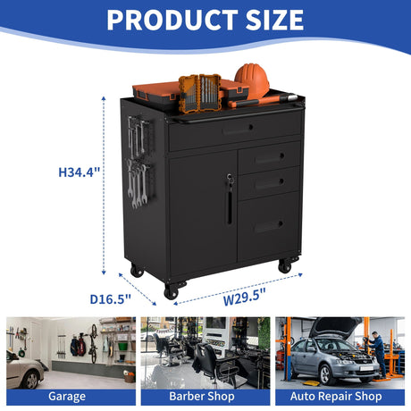 Rolling Tool Cabinet Heavy Duty Garage Storage With Lockable Doors HouseOfZazla