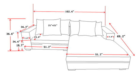 Luxe - Oversized 2 Piece Sectional Couches For Living Room, L Shaped Sofa With Chaise HouseOfZazla