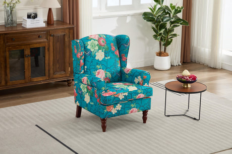 Modern Accent Chair with Retro Wood Legs - Floral HouseOfZazla