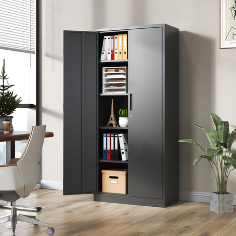 Heavy Metal Garage Storage Cabinet With Locking Doors, Steel, Adjustable Shelves HouseOfZazla