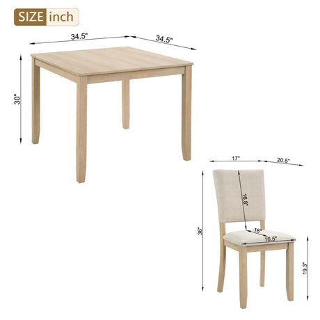 Modern 5-Piece Wooden Dining Table Set for 4 People in Light Oak HouseOfZazla