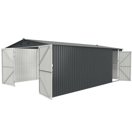 Outdoor Storage Shed, Metal Garden Shed Backyard Utility Tool House Building With 2 Doors And 4 Vents For Car, Truck, Bike, Garbage Can, Tool, Lawnmower HouseOfZazla