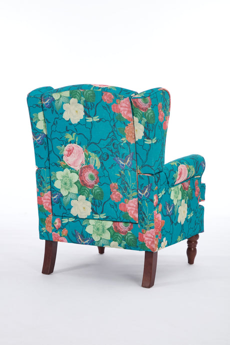 Modern Accent Chair with Retro Wood Legs - Floral HouseOfZazla