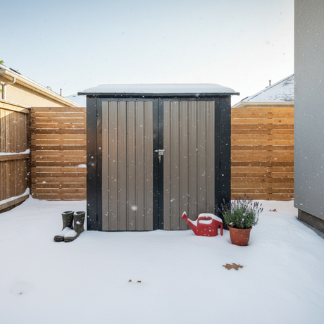 6x9 FT Outdoor Metal Storage Shed with Window & Flower Rack HouseOfZazla