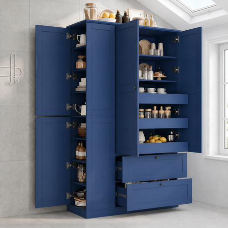 TOPMAX 73.6" Tall Farmhouse Kitchen Pantry Cabinet with 8 Shelves HouseOfZazla