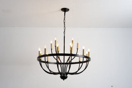 15-Light Industrial Iron Candle Chandelier Modern Farmhouse Pendant Light HouseOfZazla