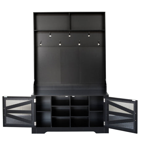 Entryway Bench With Coat Rack, 3 In 1 Design And Adjustable Shelves HouseOfZazla