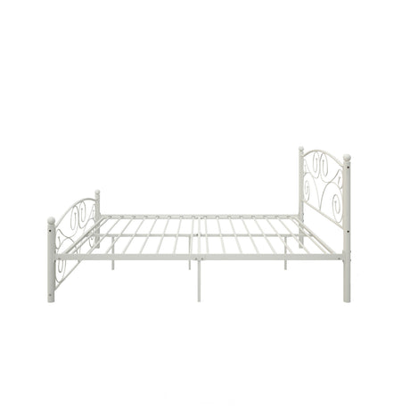 Queen Size Unique Flower Sturdy System Metal Bed Frame with Headboard and Footboard HouseOfZazla