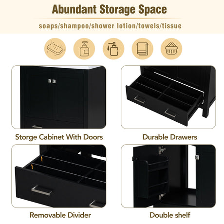 Bathroom Vanity With Single Sink, Combo Cabinet Undermount Sink, Bathroom Storage Cabinet With Two Doors And A Drawer, Soft Closing, Multifunctional Storage, Solid Wood Frame HouseOfZazla