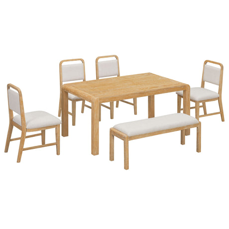 Extendable Dining Table Set With 4 Upholstered Chairs And 1 Bench HouseOfZazla