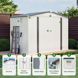 Garden Tool Shed Metal Storage Shed With Peaked Roof Waterproof Lockable Door