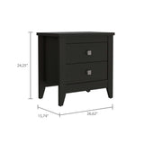 Breeze Four-Legged Modern Bedroom Nightstand with Two Drawers