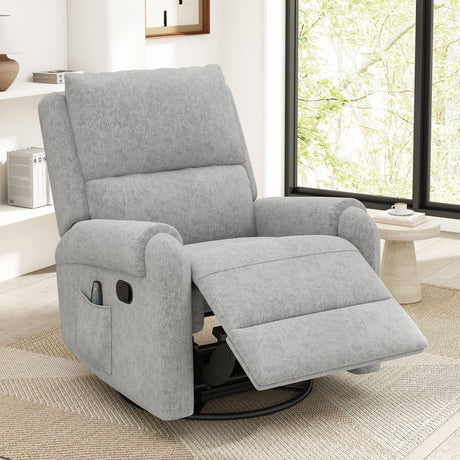 Manual Recliner Massage Chair With Swivel Rocker, 8 Massage Modes, Side Storage Pocket HouseOfZazla