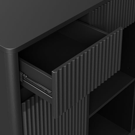 51.2" Modern Fluted Bar Cabinet with Fridge Compartment HouseOfZazla