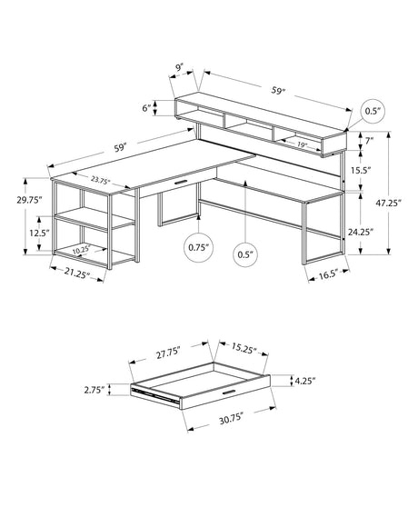 L-Shaped Corner Computer Desk with Storage Drawers HouseOfZazla