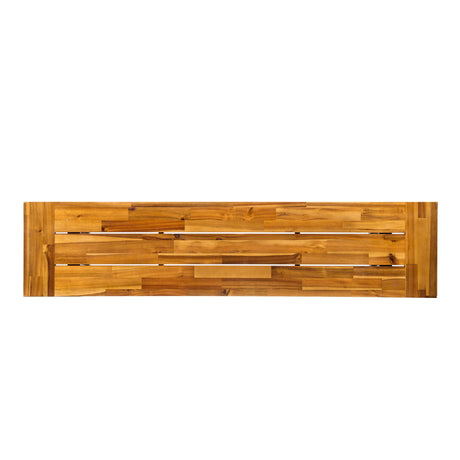 Outdoor Dining Bench, Patio Backless Bench - Teak / Black HouseOfZazla