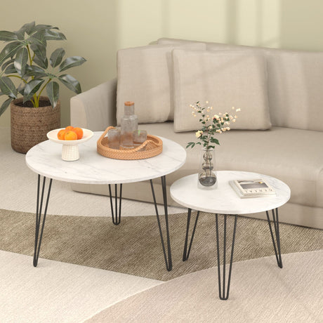 Round Nesting Coffee Table For Living Room (Set of 2) HouseOfZazla