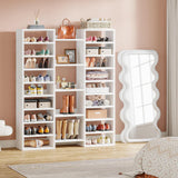 14 Tier Shoe Storage Cabinet With 23 Open Cubbies, 46 Pairs Capacity Entryway Organizer - White