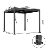 Byron Black Outdoor Pergola Aluminum with Adjustable Louvered Roof