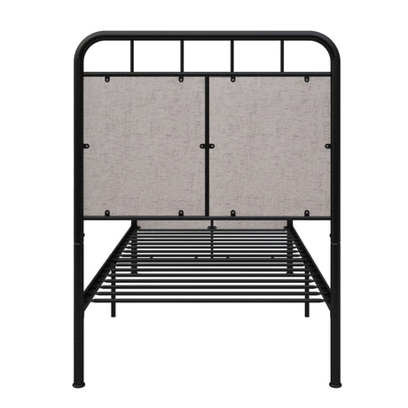 Twin Size Linen Upholstered Platform Metal Bed Frame with Fabric Headboard and Footboard HouseOfZazla