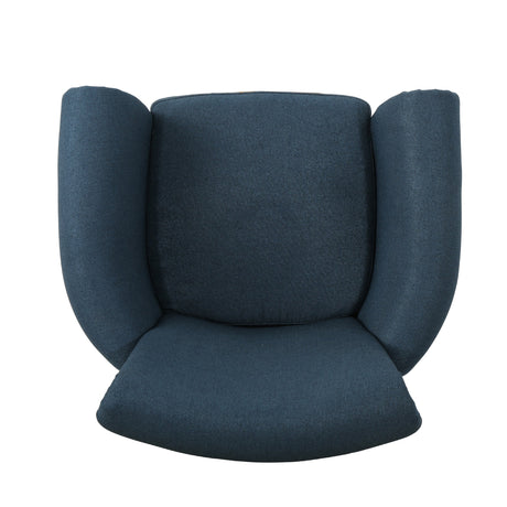 Elegant Navy Blue Fabric Club Chair with Nailhead Trim and Birch Wood Legs HouseOfZazla