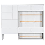 Multi Functional Murphy Bed With Sofa, Desk, And Storage Cabinet In, Full Size - White