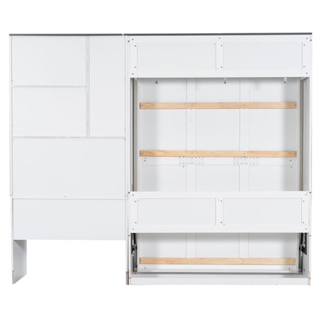 Multi Functional Murphy Bed With Sofa, Desk, And Storage Cabinet In, Full Size - White HouseOfZazla