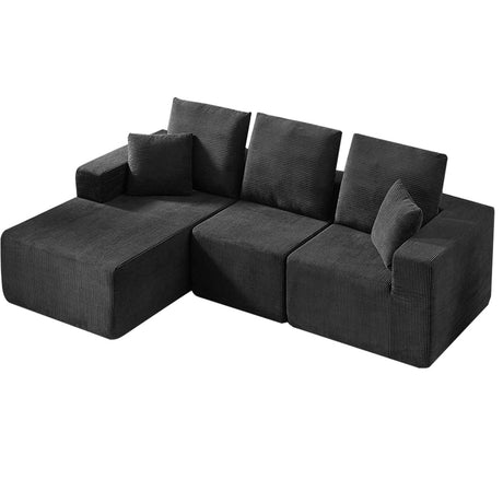 Modular Sectional Sofa With Chaise, L Shaped Cloud Couch With Deep Seat, Sectional Couches For Living Room - Black HouseOfZazla