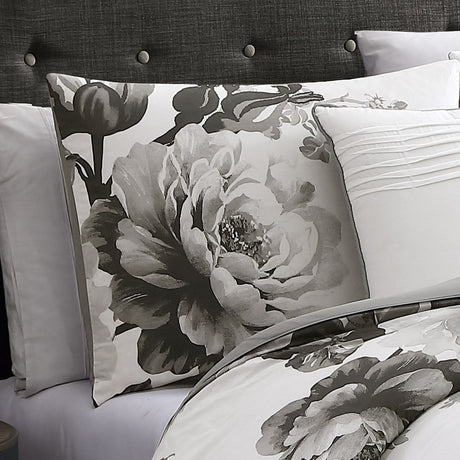 Ridgely 7 Pc Watercolor Black and White Floral Comforter Set HouseOfZazla