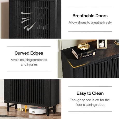 6 Tier Shoe Cabinet With Louvered Doors HouseOfZazla