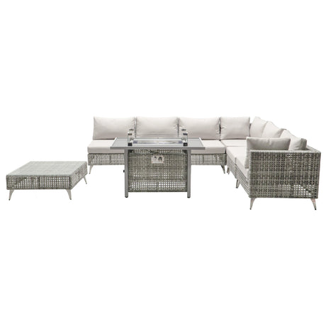 K&K Patio 8-Piece Patio Furniture Set with 43" Fire Pit Table HouseOfZazla