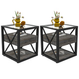 Set of 2 Modern End Tables with Drawer - Nightstands