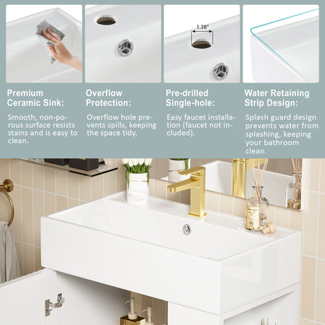 Bathroom Vanity, Combo Cabinet, Bathroom Storage Cabinet, Single Ceramic Sink HouseOfZazla