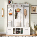 5 In 1 Entryway Bench With Coat Rack, 7 Sturdy Hooks, 2 Spacious Drawers And Adjustable Shelves HouseOfZazla