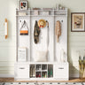 5 In 1 Entryway Bench With Coat Rack, 7 Sturdy Hooks, 2 Spacious Drawers And Adjustable Shelves HouseOfZazla