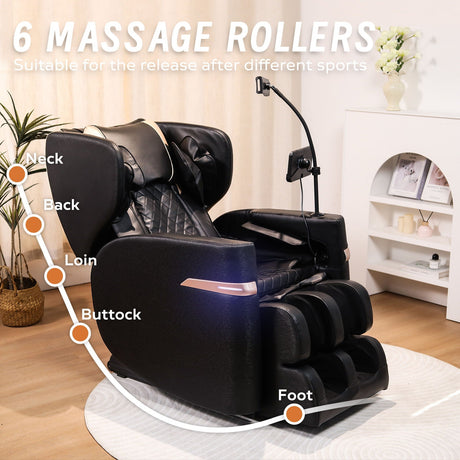 Massage Chair Recliner With Zero Gravity And Full Body Air Pressure - Black HouseOfZazla